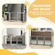 image 3 of PawHut Foldable Wooden Pet Gate w/ 3 Panels 2 Support Feet for Small Dogs