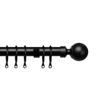 28mm Nikola Black Ball End Metal Curtain Pole Set 250cm | Black | Black