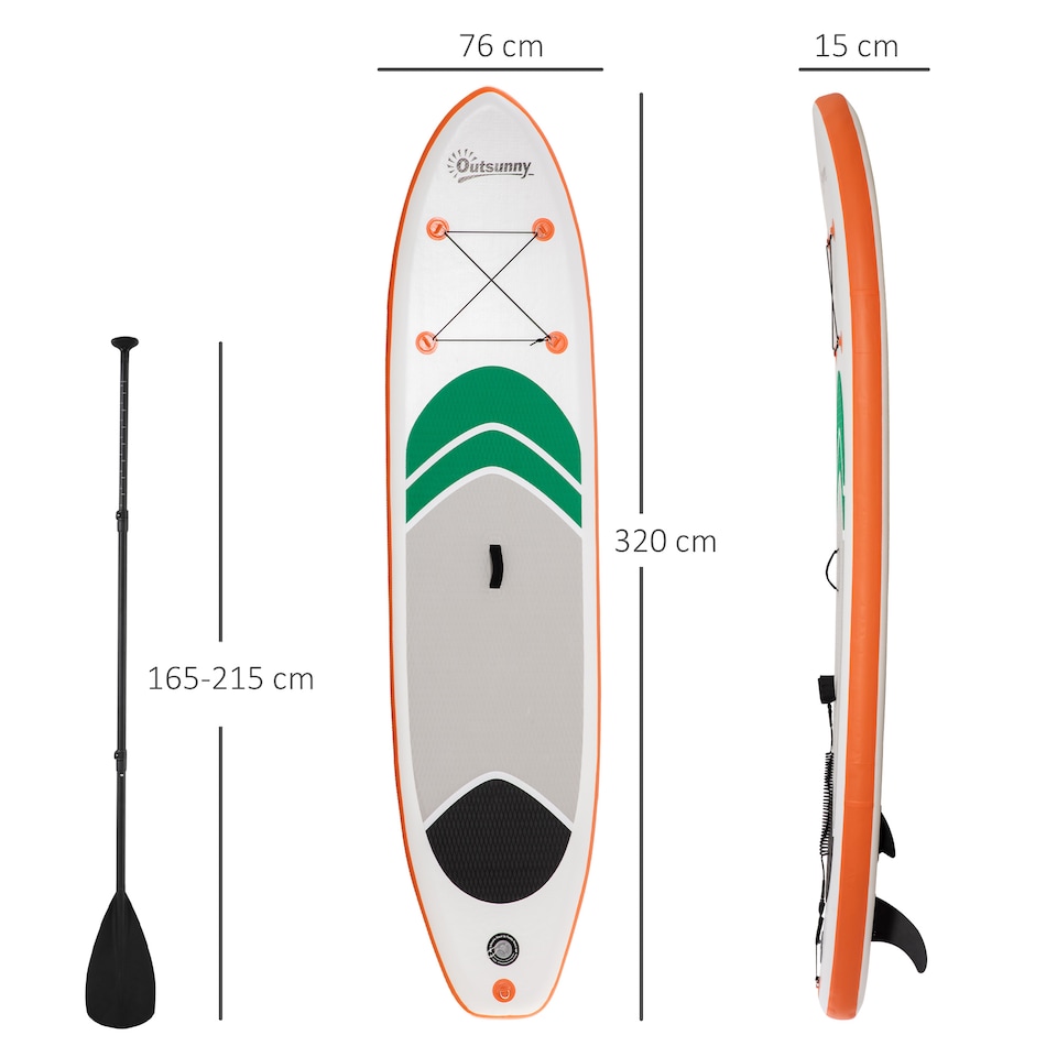 image 1 of Outsunny 10'6' x 30' x 6' Inflatable Stand Up Paddle Board, Non-Slip & Ultra-Light Deck with Adj Paddle, ISUP Accessories, Pump and Carry Bag, for Youth Adults Beginner | White | White