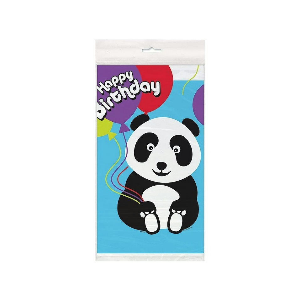 Unique Party Plastic Panda Birthday Party Table Cover - Blue - One Size