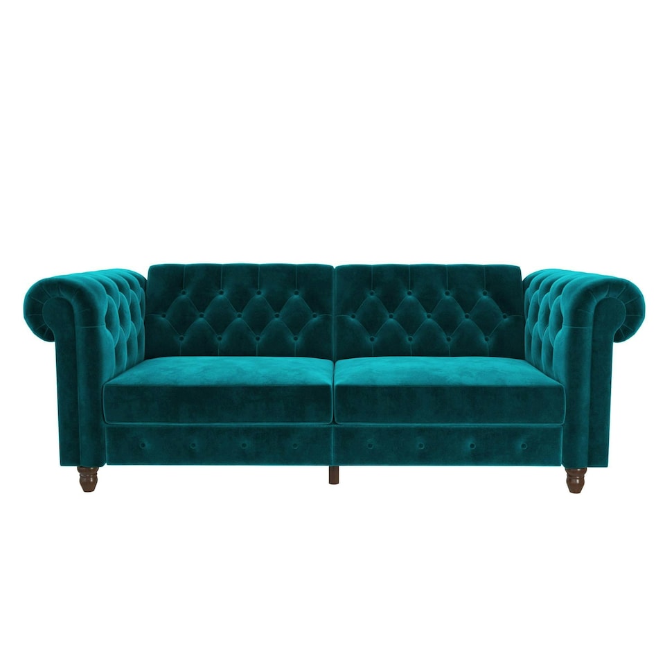 image 1 of Felix chesterfield sofa bed in velvet teal | Green | TEAL | Two Seater
