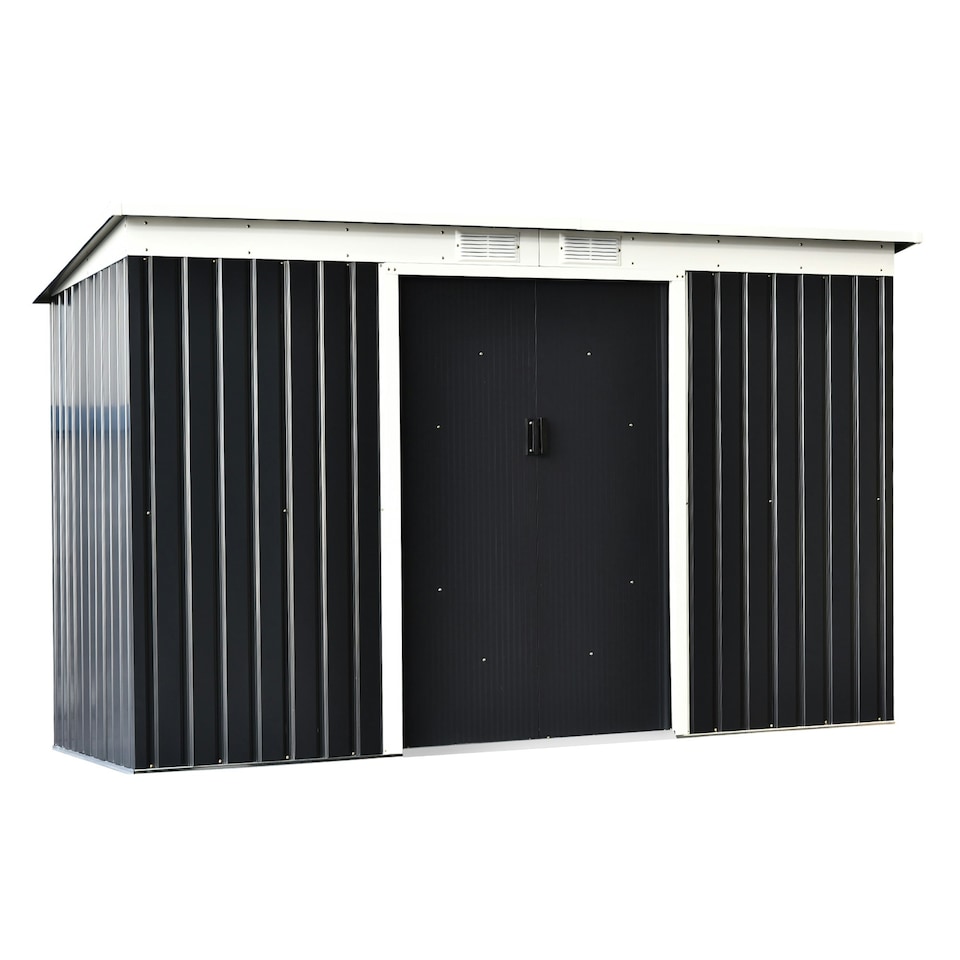 image 1 of Outsunny 9 x 4FT Outdoor Metal Frame Garden Storage Shed, Grey