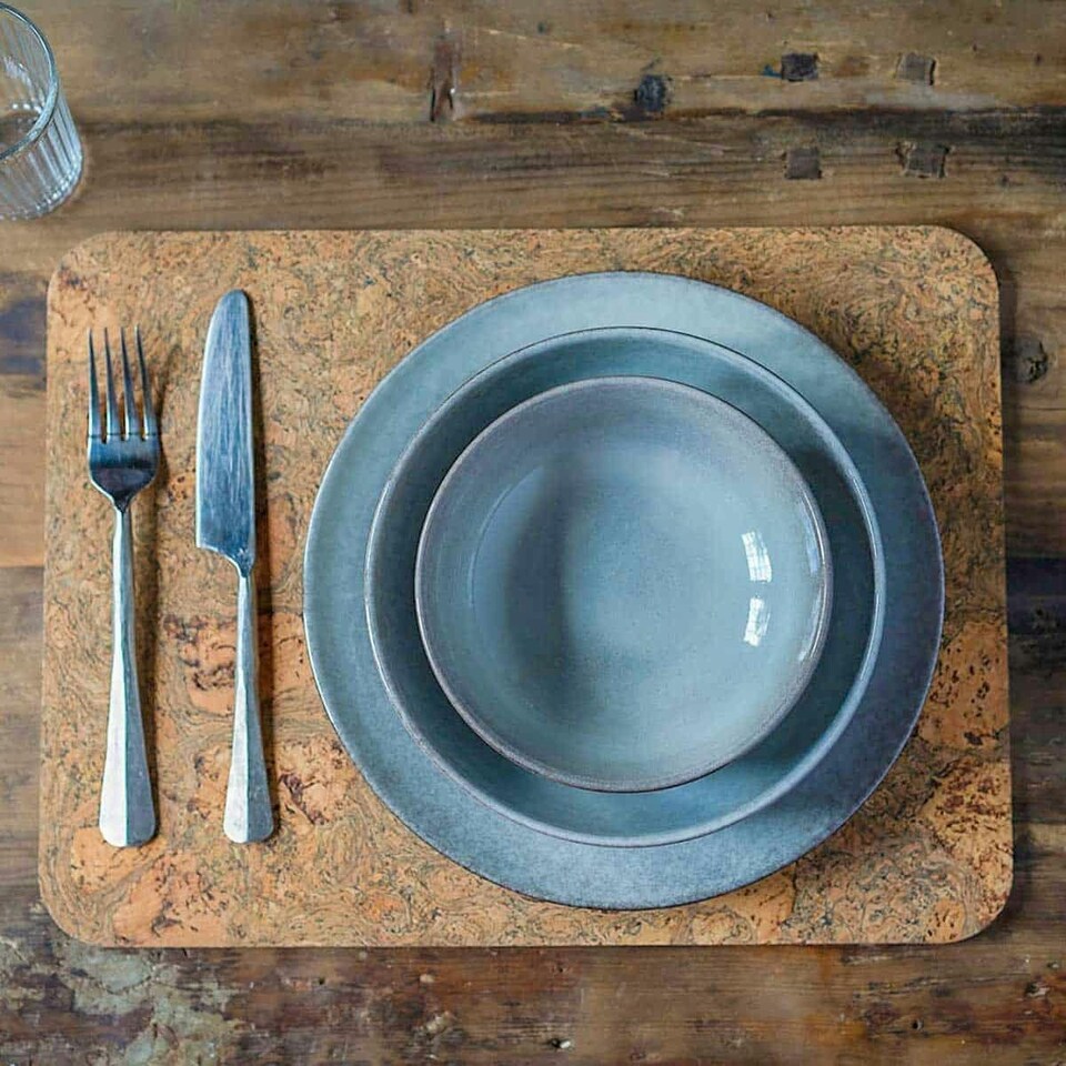 image 1 of Cooks Professional Nordic Stoneware Dinner Set | 16-Piece | Reactive Glaze | Grey