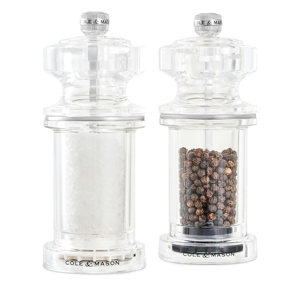 image 1 of Cole & Mason 605 Clear Acrylic Salt & Pepper Mill Set 144mm