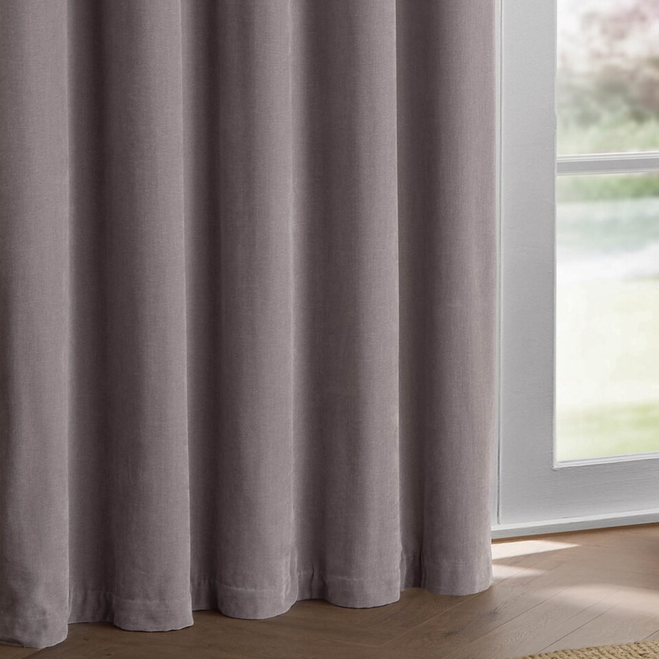 image 1 of Yard Heavy Chenille Room Darkening Eyelet Curtains, Mauve, (W) 229 x (D) 183cm | Purple | Mauve | 1