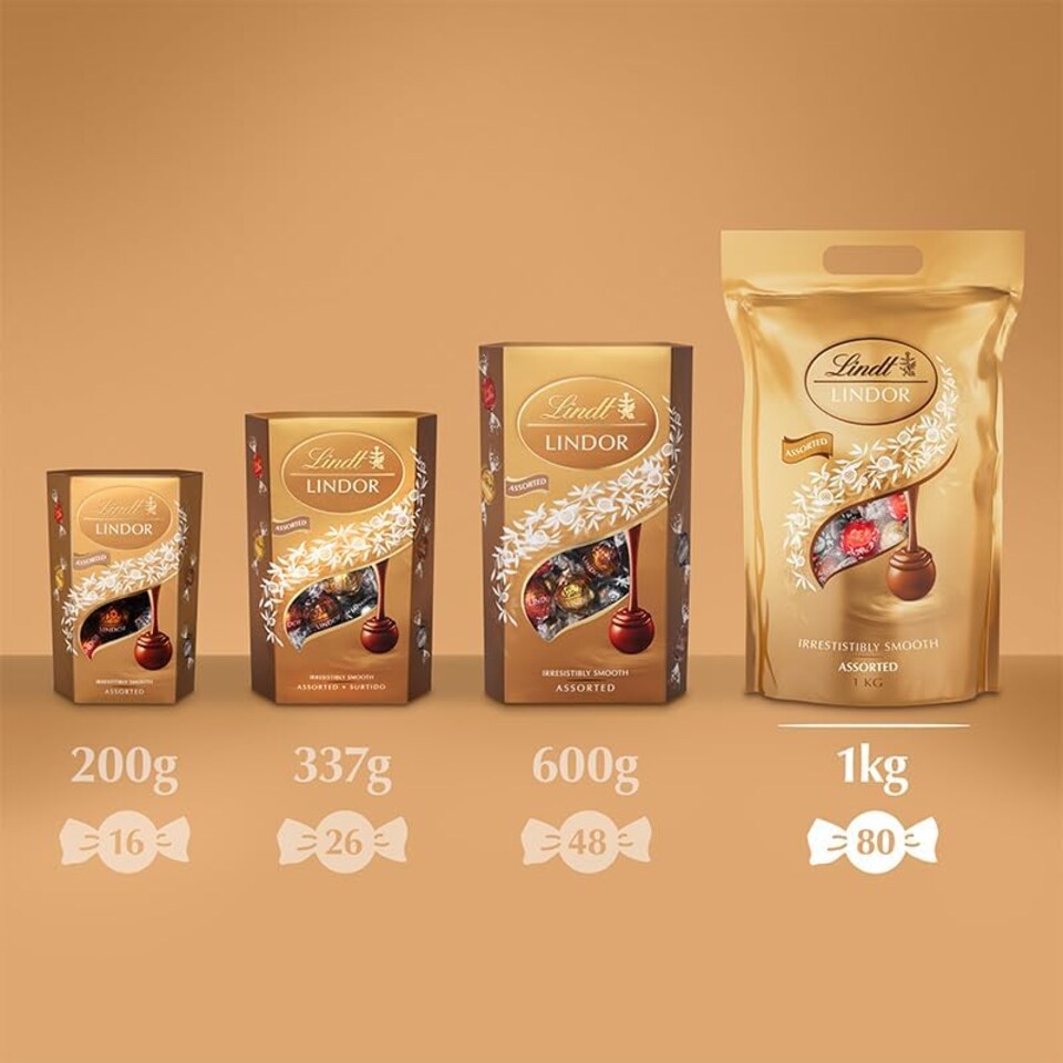 image 1 of Lindt Lindor Assorted Chocolate Truffles Bag - Approx 80 balls, 1kg - Chocolate Truffles with a Smooth Melting Filling