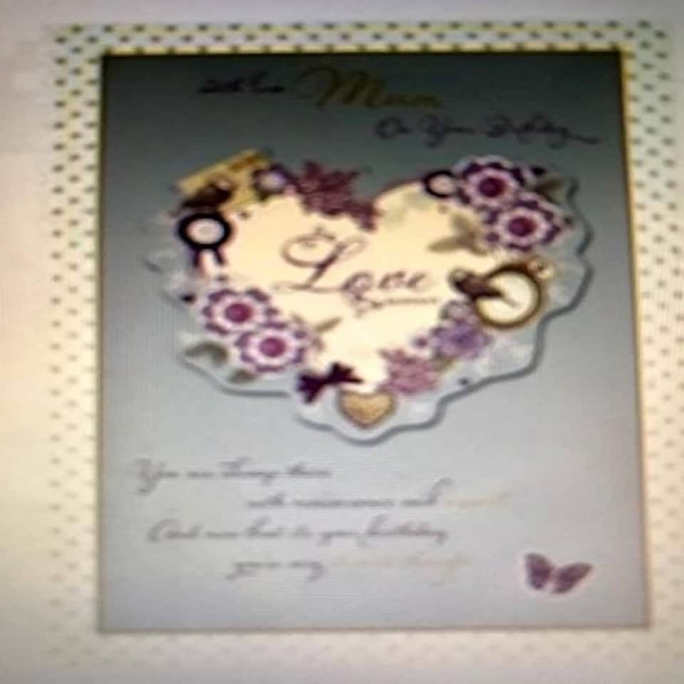 image 1 of Luxury Hand-finished Large Mum Loving Heart Birthday Card