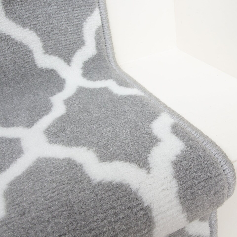 image 1 of KUKOON Grey White Classic Trellis Living Area Rug 60cm x 110cm