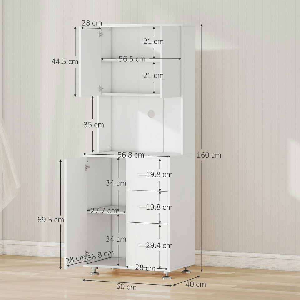 image 1 of HOMCOM Modern Kitchen Cupboard Storage Organiser Microwave Cabinet Grey