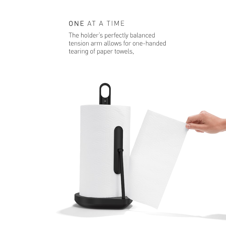 image 1 of Simplehuman Kitchen Roll Holder with built in Spray Bottle Pump, Mattee Black Steel | Black | Matte Black Steel | 1