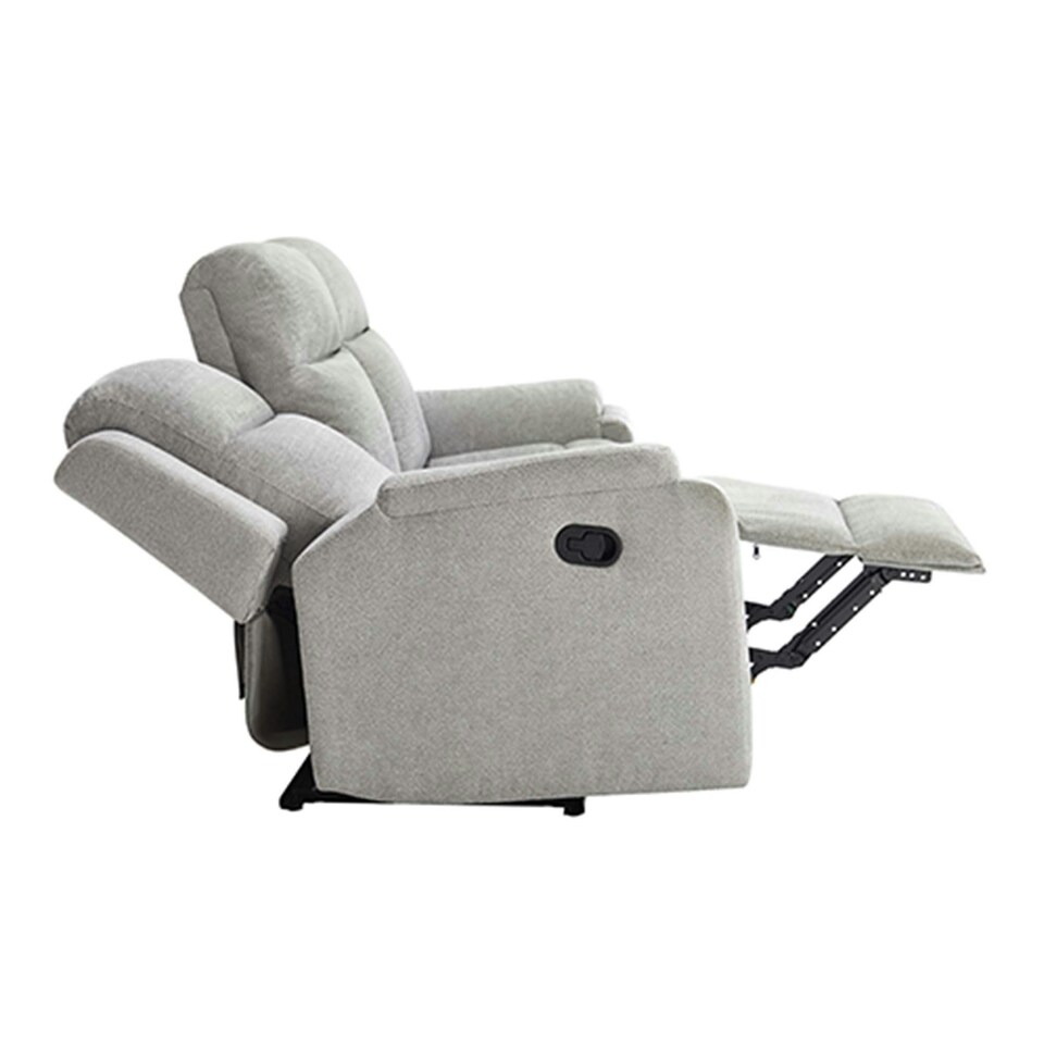 image 1 of Orka 3 Seater Manual Recliner Chenille Fabric Sofa Grey