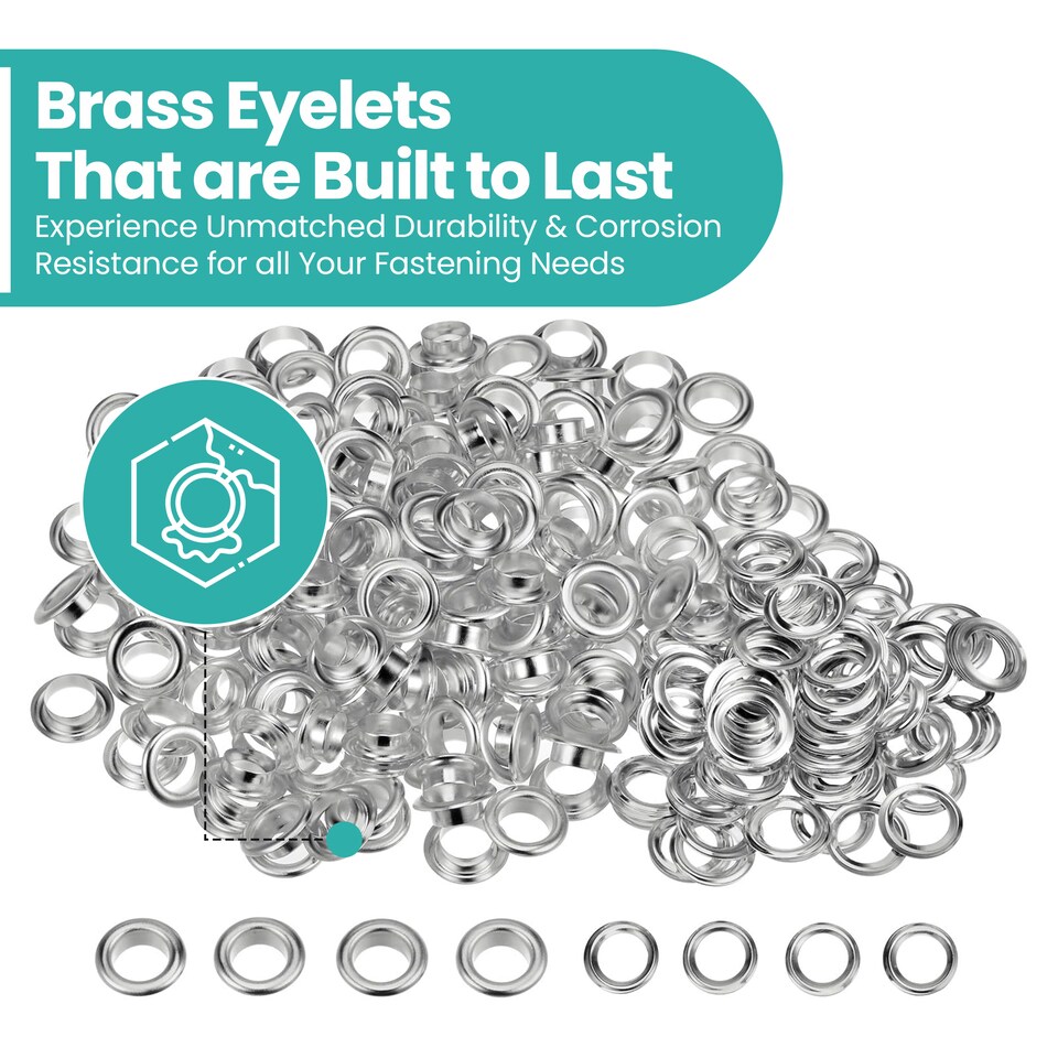 image 1 of 20mm Brass Eyelets with Washers for Arts & DIY Projects - 50 Pcs