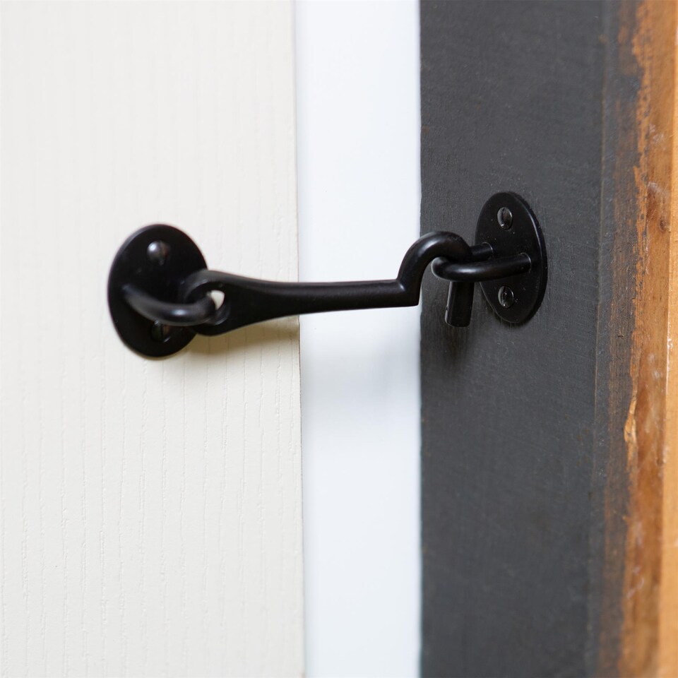 image 1 of Hammer & Tongs Rustic Cabin Hook and Eye - W125mm - Black