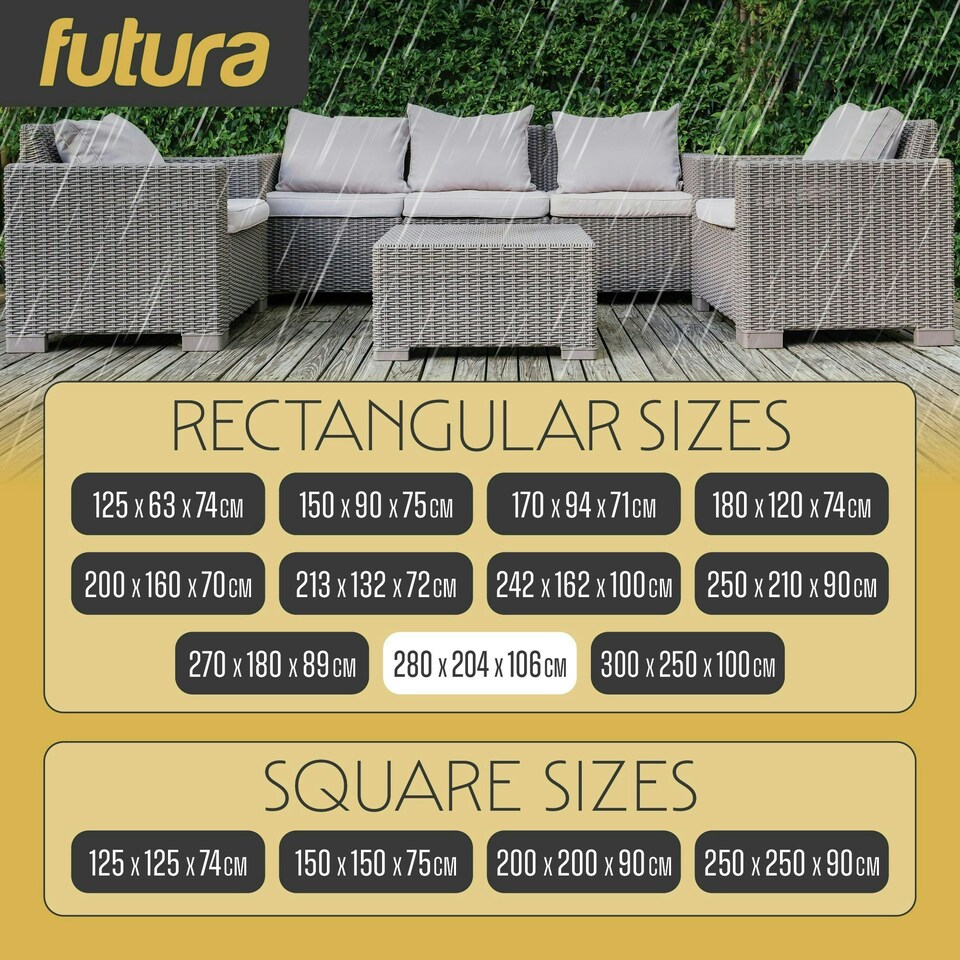 image 1 of Futura Rectangular 280x204x106cm Waterproof Garden Furniture Cover 600D | Black | Black | 280x204x106cm | 1
