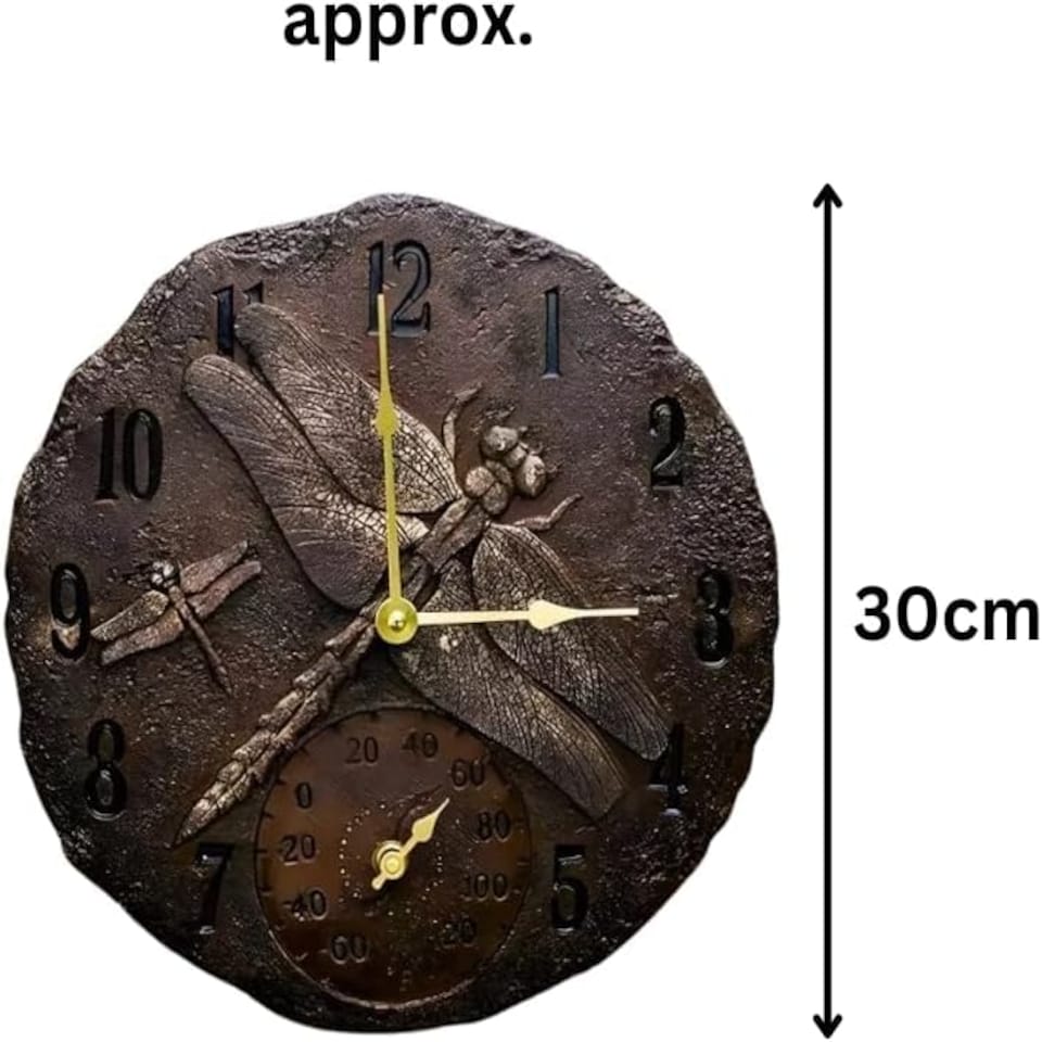 image 1 of Marco Paul 30cm Bronze Dragonfly Wall Clock Bronze
