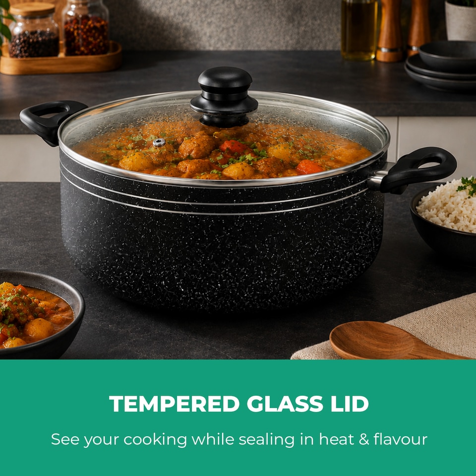 image 1 of Royalford 28 Cm Casserole Dish with Tempered Glass Lid
