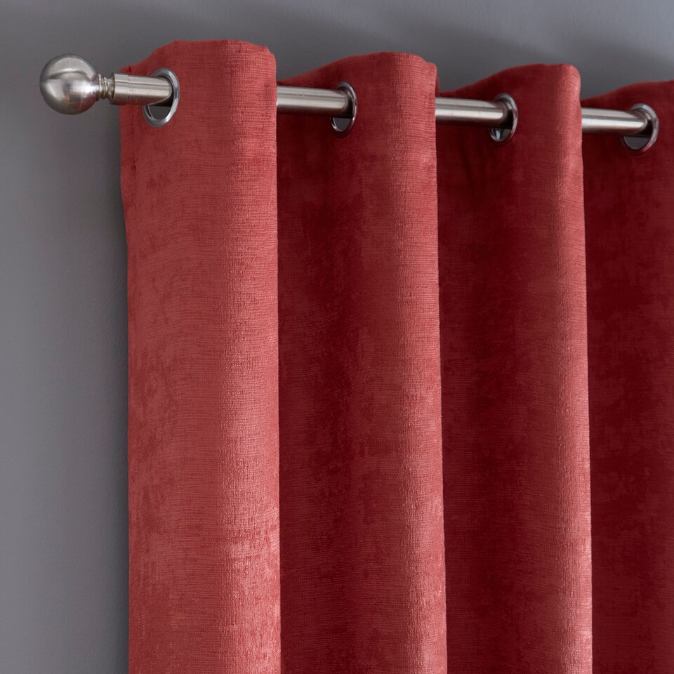image 1 of Fusion Strata Eyelet Curtains Terracotta