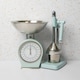 image 2 of 2pc Vintage Blue Heavy Duty Kitchen Set including Mechanical Scales and Heavy-Duty Lever-Arm Juicer