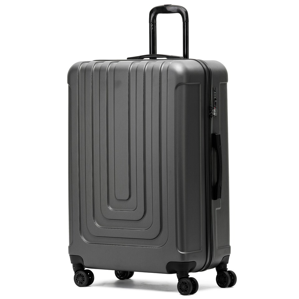 image 1 of Flight Knight Premium Lightweight Suitcase - Built-in Side Lock - 8 Spinner Wheels - ABS Hard Shell Carry On Or Check in Luggage - 100 Airlines Approved Black | Black | Large