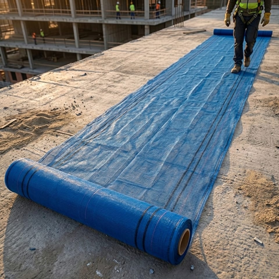 image 1 of Pegdev Fire Retardant Debris Netting 2m Width Heavy Duty Flame Resistant Scaffold Sheeting Trade Sites 18m