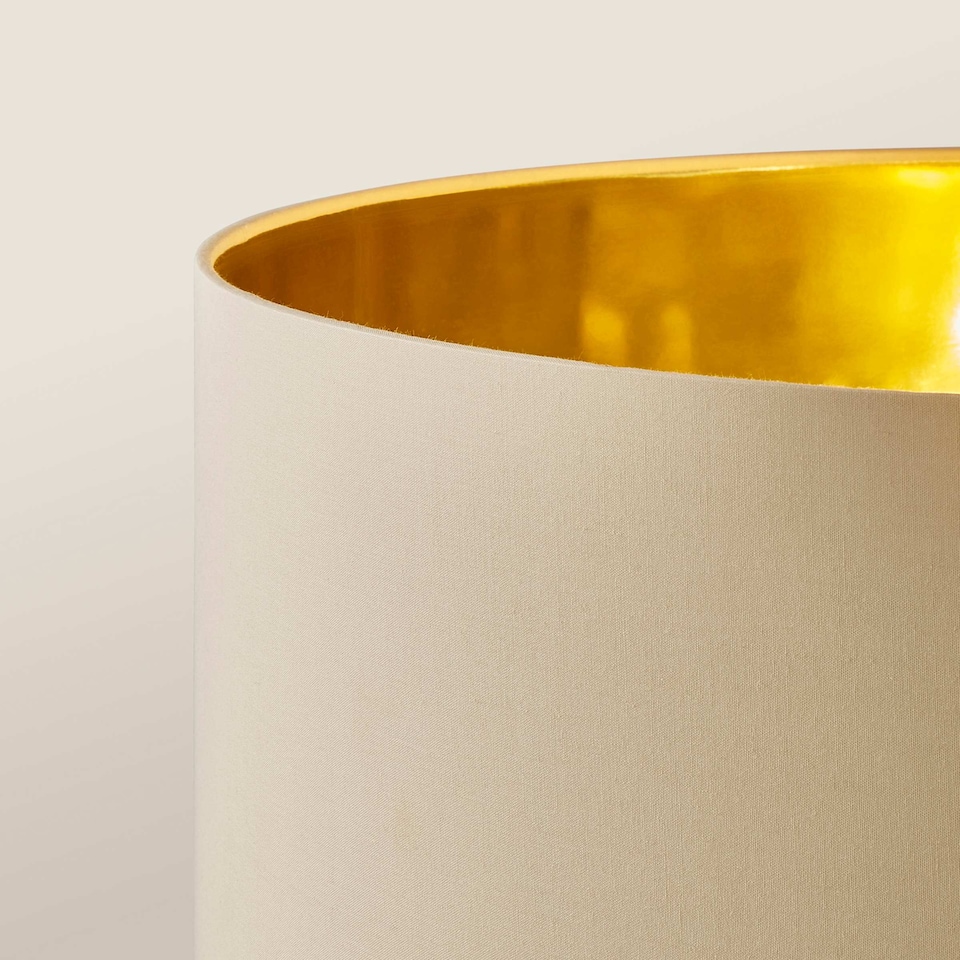 image 1 of ValueLights Louis Beige with Metallic Gold Inner Shade Black Arched Stem Curved Floor Lamp | Cream