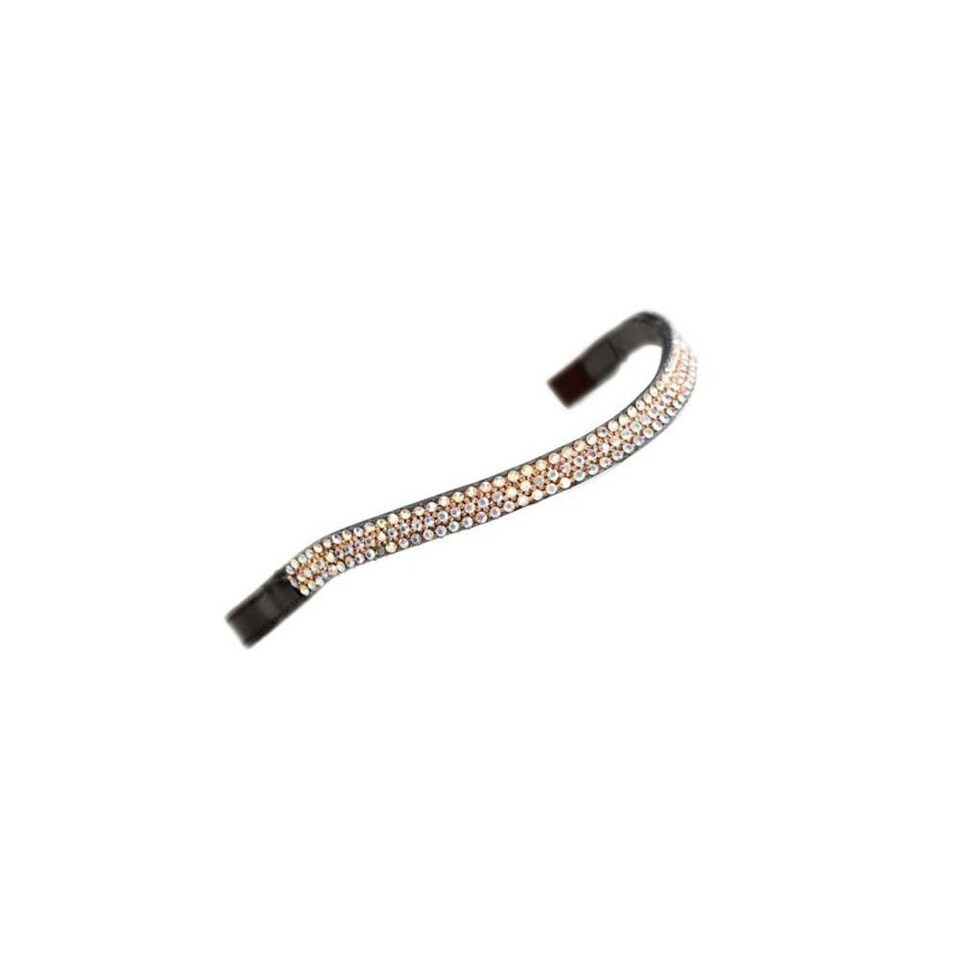 Aviemore Wide Leather Horse Diamante Browband - Peach/Havana - Full