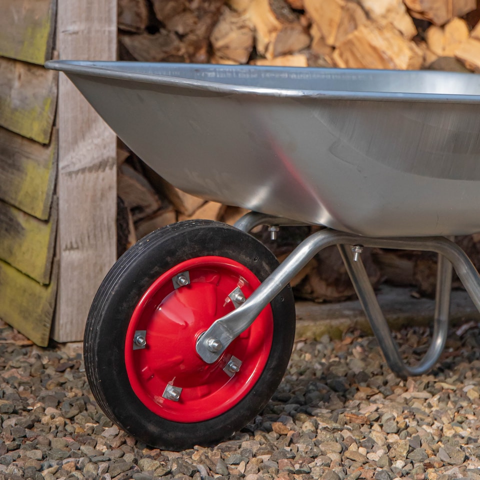 image 1 of 65 Litre 60kg Capacity Galvanised Samuel Alexander Metal Garden Wheelbarrow with Solid Puncture Proof Tyre