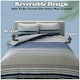 image 9 of VELVETIO Moxie Stripe Duvet Cover Set Reversible Polycotton Easy Care Beddings Black | Single