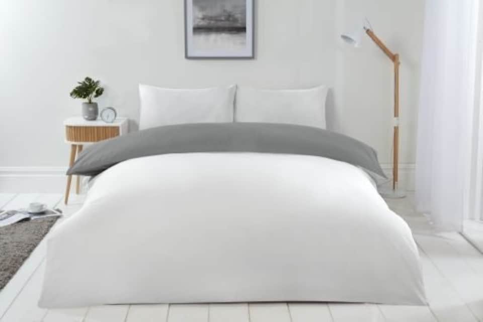 image 1 of Brights Reversible Duvet Double Bed GreyWhite