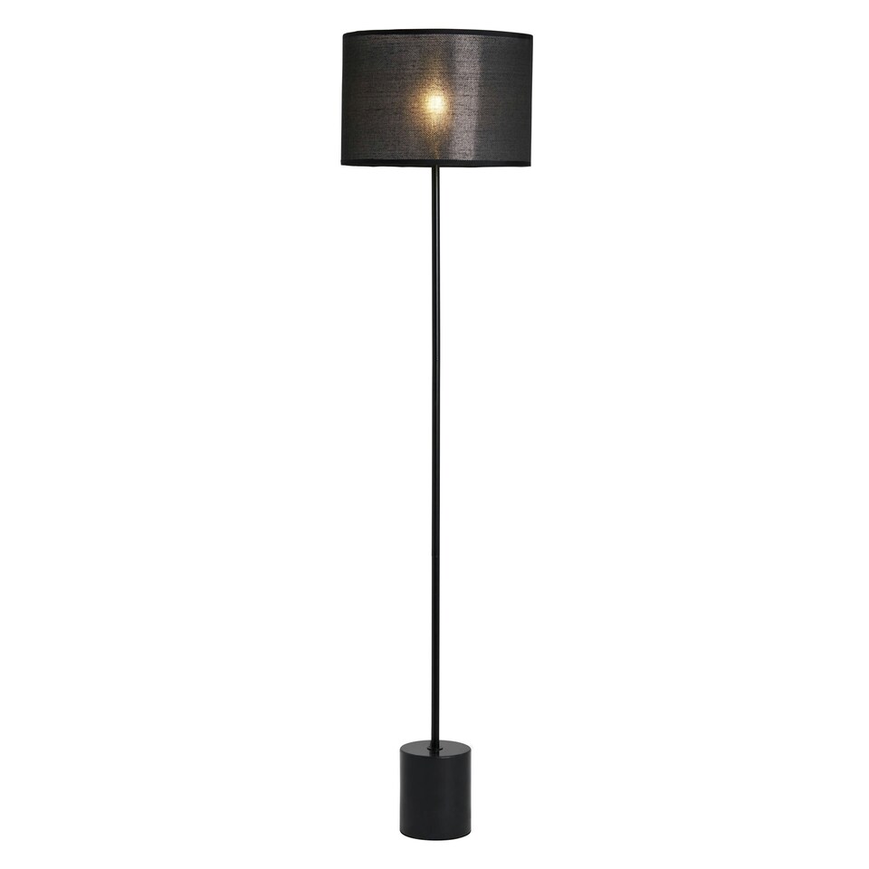 image 1 of BHS Oliver Marble Base Floor Lamp with Shade, Black