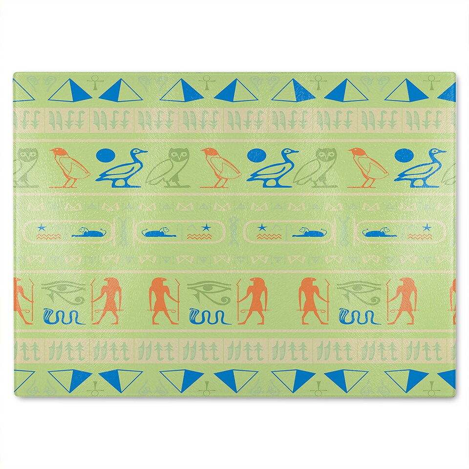 image 1 of Hieroglyphic Egyptian Language Symbols Glass Chopping Board | Multi