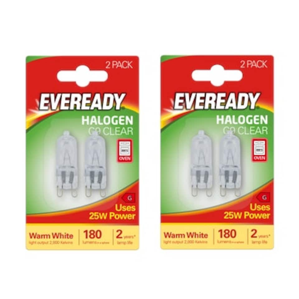 image 1 of Eveready Halogen G9 Capsule 180lm 25W 2800K (Warm White) Light Bulb - Pack of 4