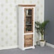 image 1 of Oscar Wood Bookcase/Display Cabinet – 3 Shelves & 1 Door Brown
