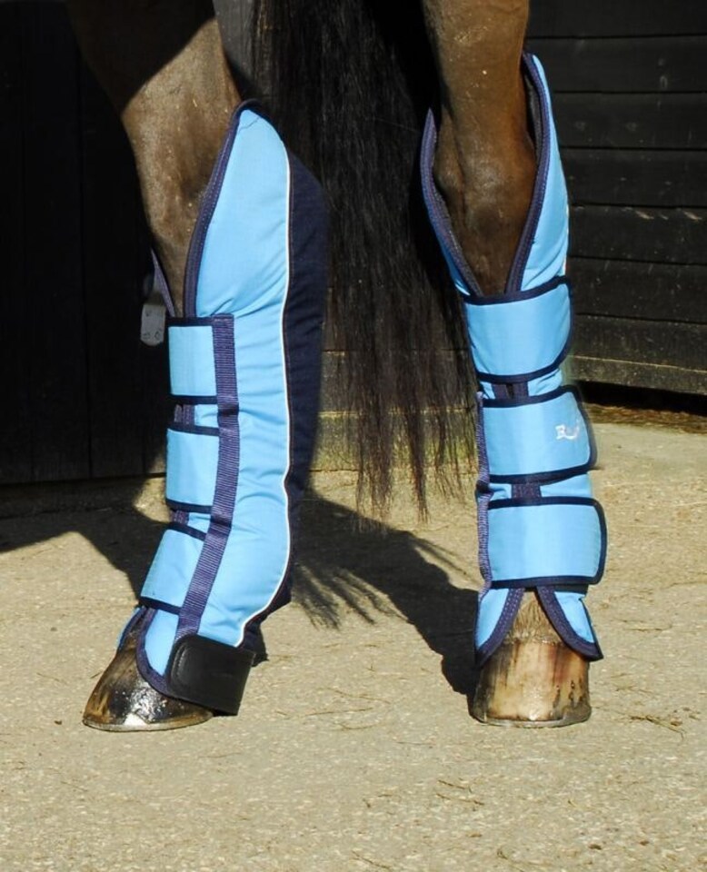 image 1 of Rhinegold Elite Full Length Travel Boots | Blue | Colour: Turquoise/Navy
Size: Full