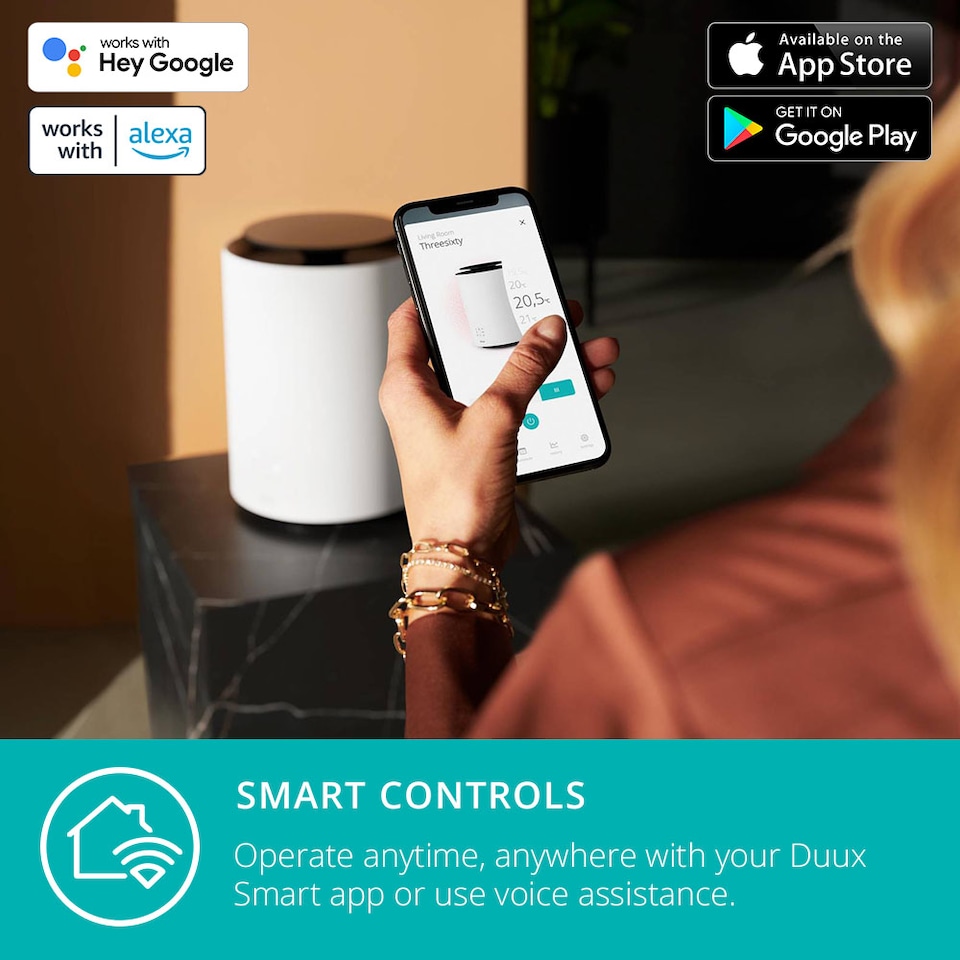 image 1 of Duux ThreeSixty 2 Smart Ceramic Fan Heater, 1800W Heating Power - White