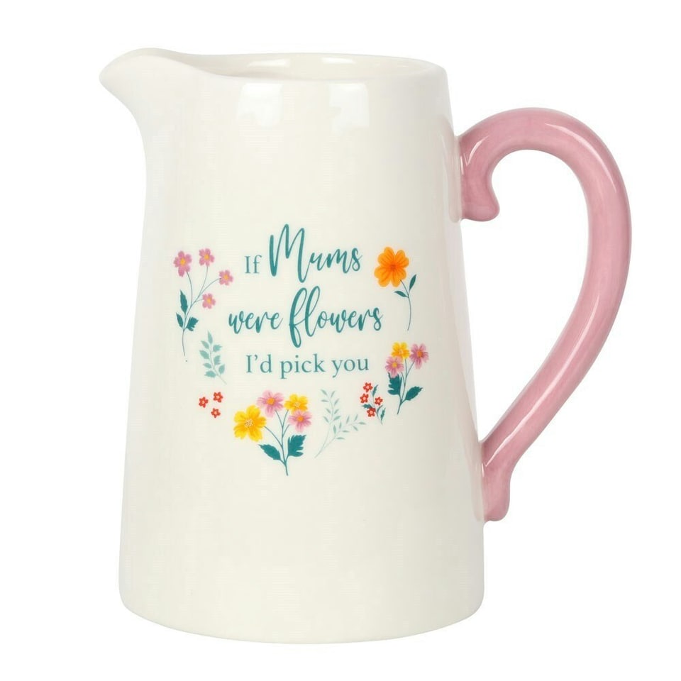 image 1 of Something Different If Mums Were Flowers Ceramic Jug - White/Pink - One Size