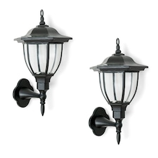 ValueLights Set of 2 Mayfair Black Outdoor Solar Wall Light | Black