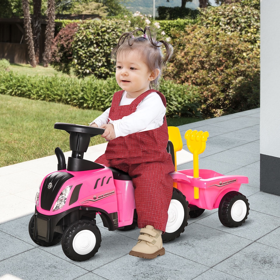 image 1 of HOMCOM Ride On Tractor Toddler Walker Foot To Floor Slider with Horn Storage Steering Wheel for 1-3 Years Old Pink