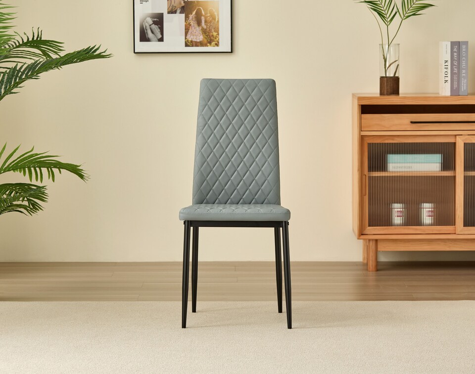 image 1 of Colorado Dining Table with 4 Emily Leather Chairs | Grey | 5