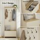 image 6 of VonHaus Hallway Unit Coat Stand with Shoe Storage Bench Cream | One Size