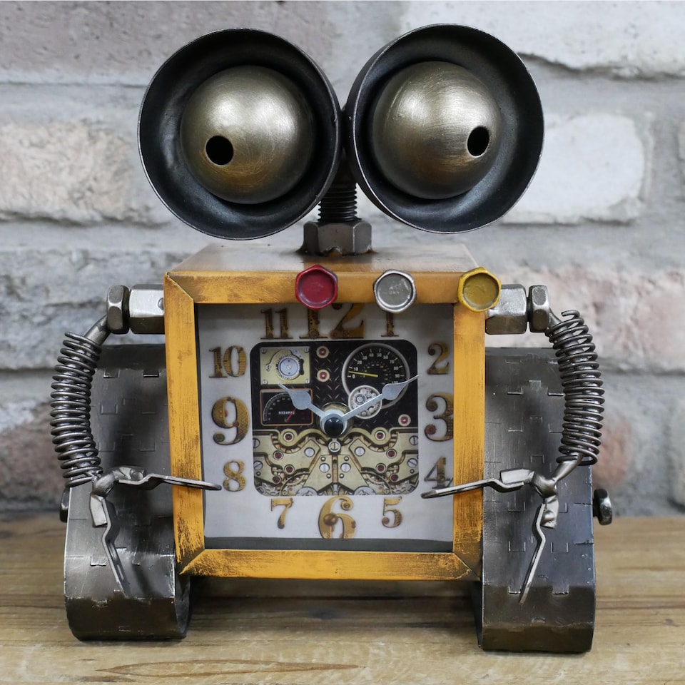 image 1 of Gifts Direct 2 U Square Industrial Robot Quartz Shelf Clock