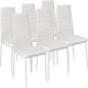 image 1 of Dining Chairs Set of 6 White Leather Kitchen Chairs White