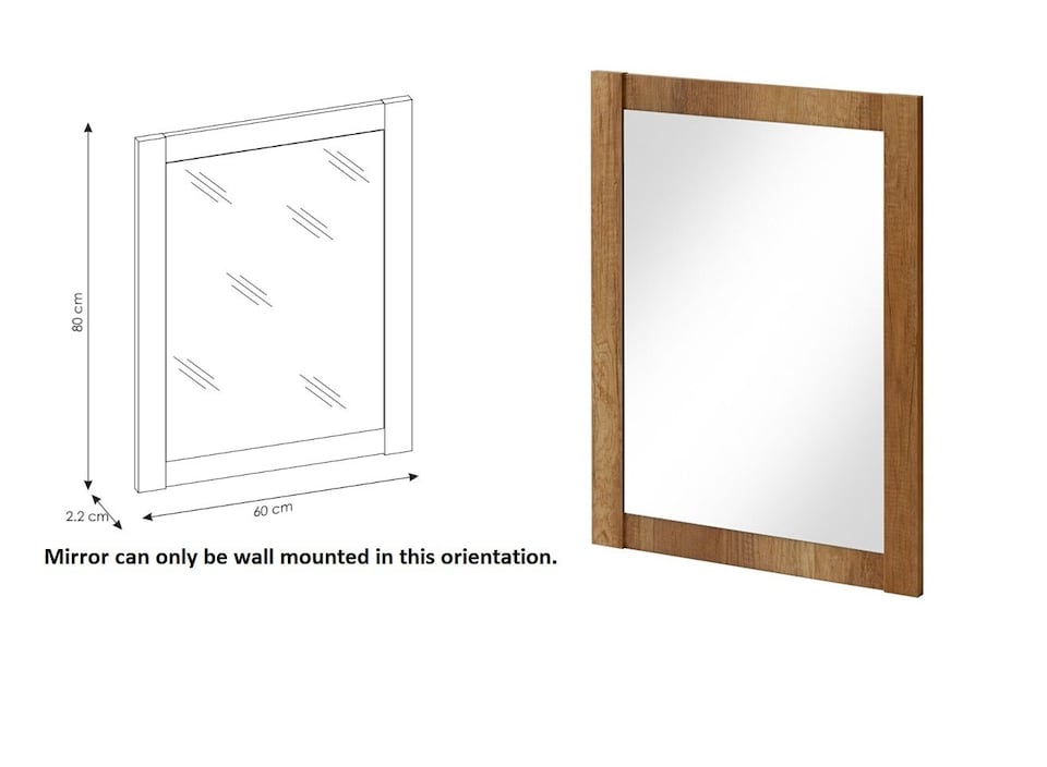 image 1 of Bathroom Furniture Set 600 Sink Vanity, Mirror, Freestanding Storage Cabinet Oak Effect Classic
