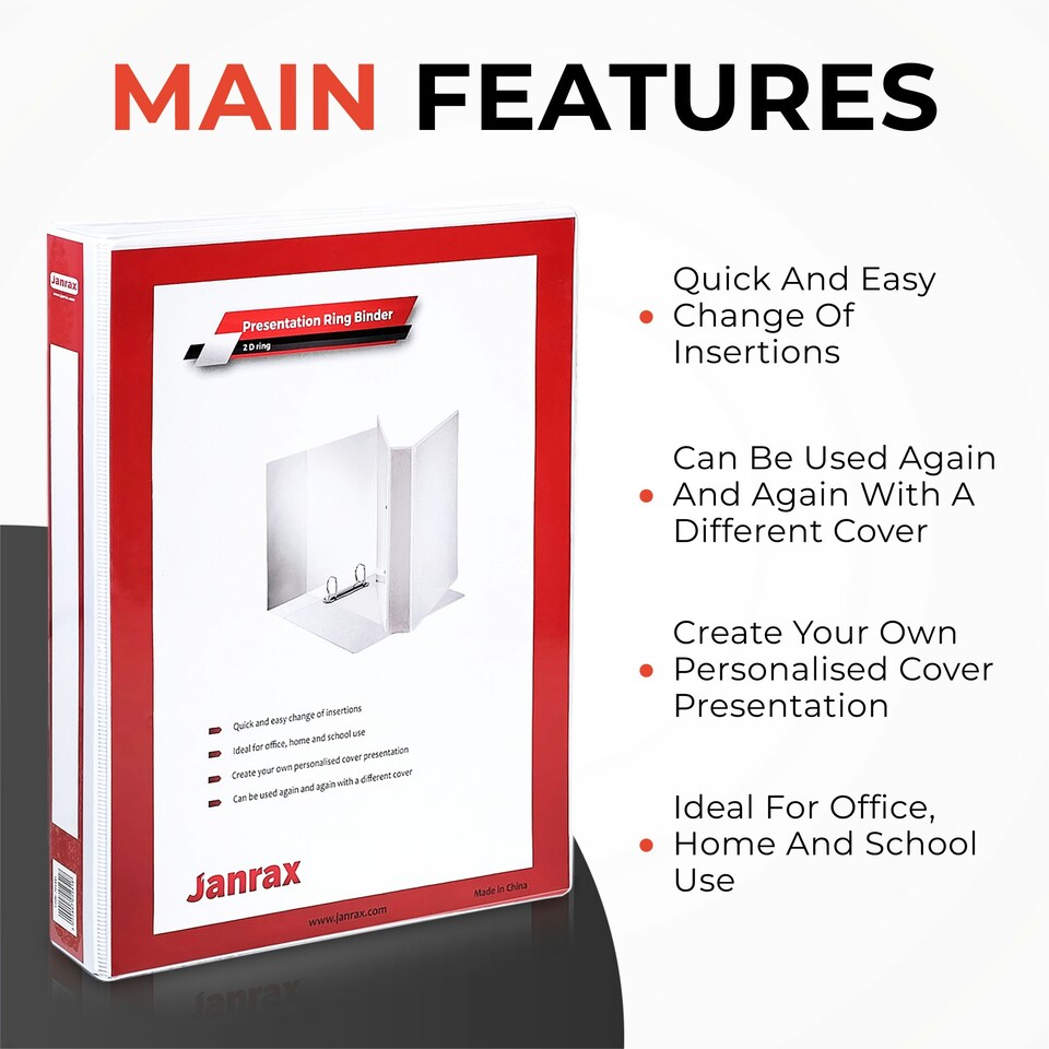 image 1 of A4 White 3” (76mm) Presentation 2D Ring Binder with Fully Customisable Covers