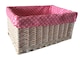 image 4 of Pink Spotty Lined Wicker Open Storage Basket Set of 4 | Pink | Pink | Not provided