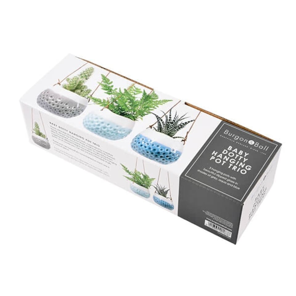 image 1 of Burgon & Ball Baby Dotty Trio Hanging Baskets Set