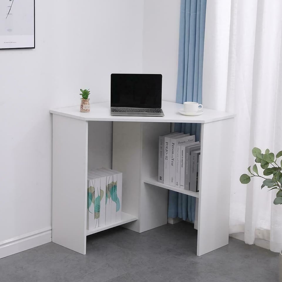 image 1 of Computer Desk PC Laptop Table Corner Home Office Study Gaming | White