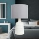 image 6 of Ripple - Off White Ribbed Ceramic Table Lamp with Grey Fabric Shade White | Grey