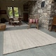 image 1 of CHAKKAR PALE Stripe Square Beige Hall Rug - Jute - L120 x W120 Brown