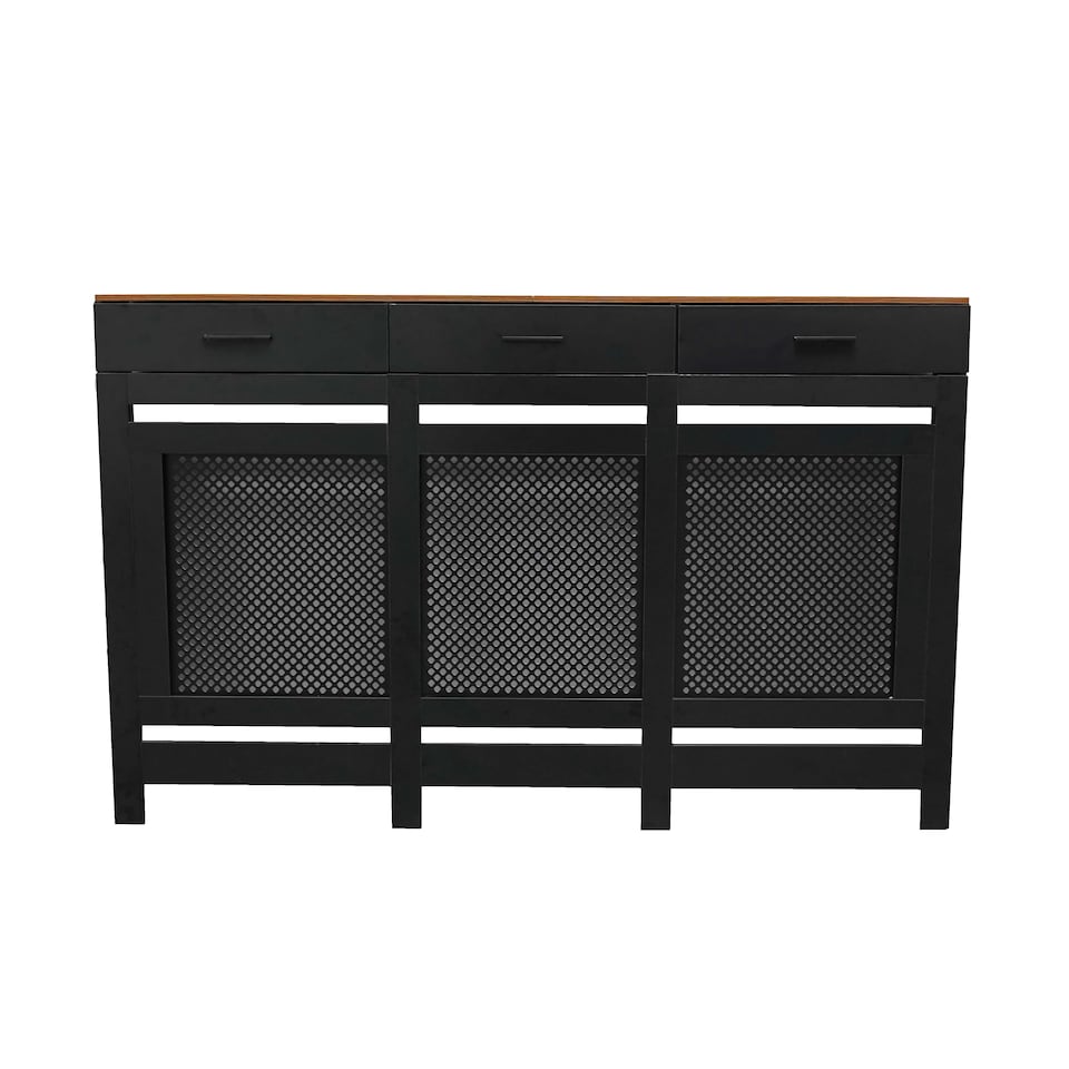image 1 of Black Radiator Cover With Draw and Contrast Top Small